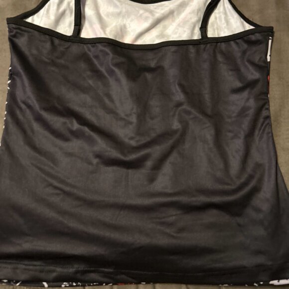 Skull Roses Print Black Red Skater Grunge Emo Goth Spaghetti Strap Large or Med - Picture 8 of 9